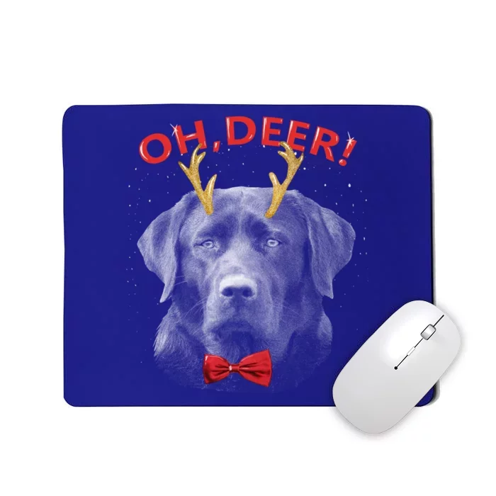 Oh Deer Labrador Xmas Red Bowtie Gift Mousepad