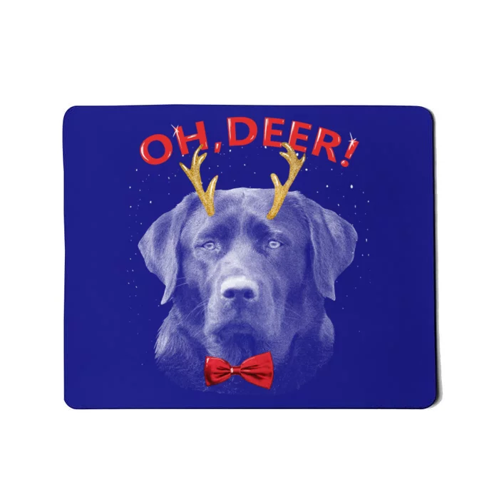 Oh Deer Labrador Xmas Red Bowtie Gift Mousepad