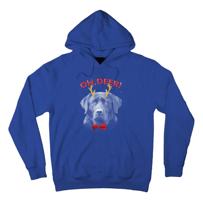 Oh Deer Labrador Xmas Red Bowtie Gift Tall Hoodie