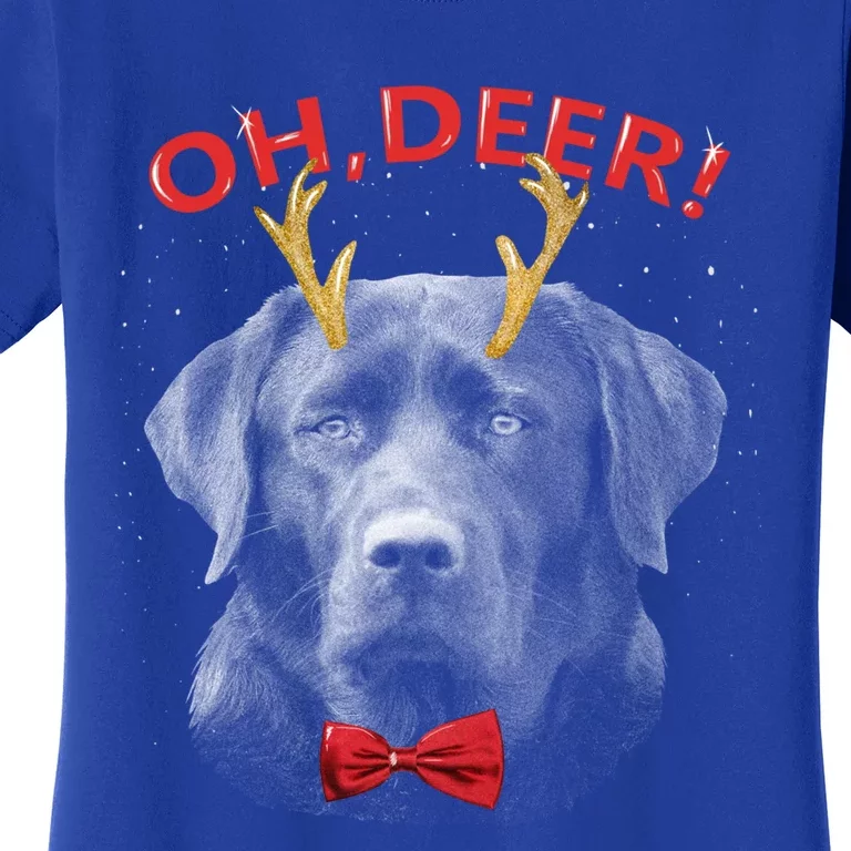 Oh Deer Labrador Xmas Red Bowtie Gift Women's T-Shirt