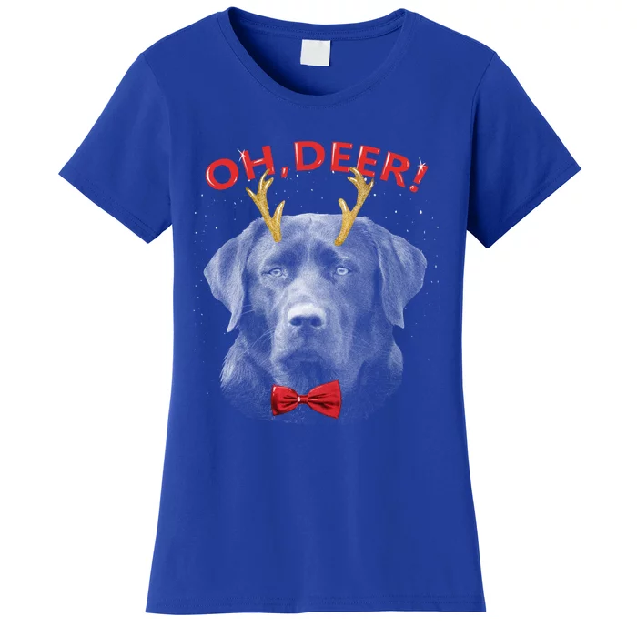 Oh Deer Labrador Xmas Red Bowtie Gift Women's T-Shirt