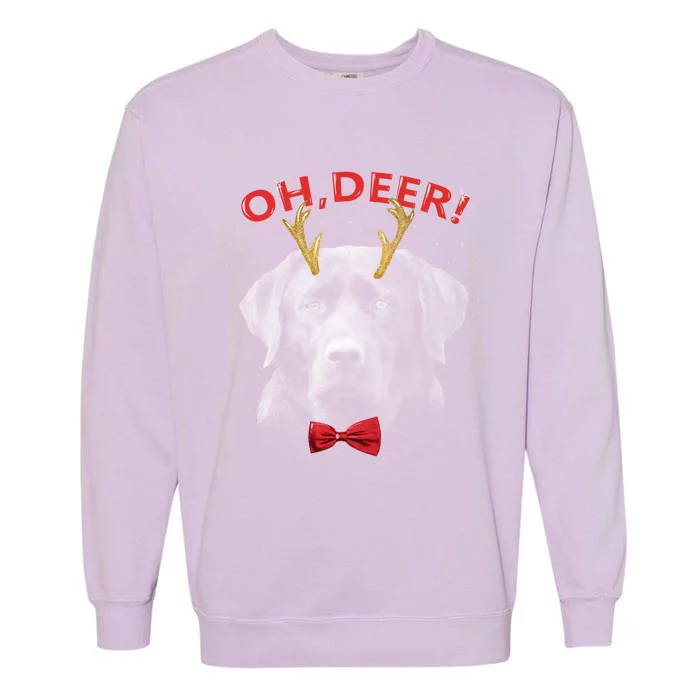 Oh Deer Labrador Xmas Red Bowtie Gift Garment-Dyed Sweatshirt