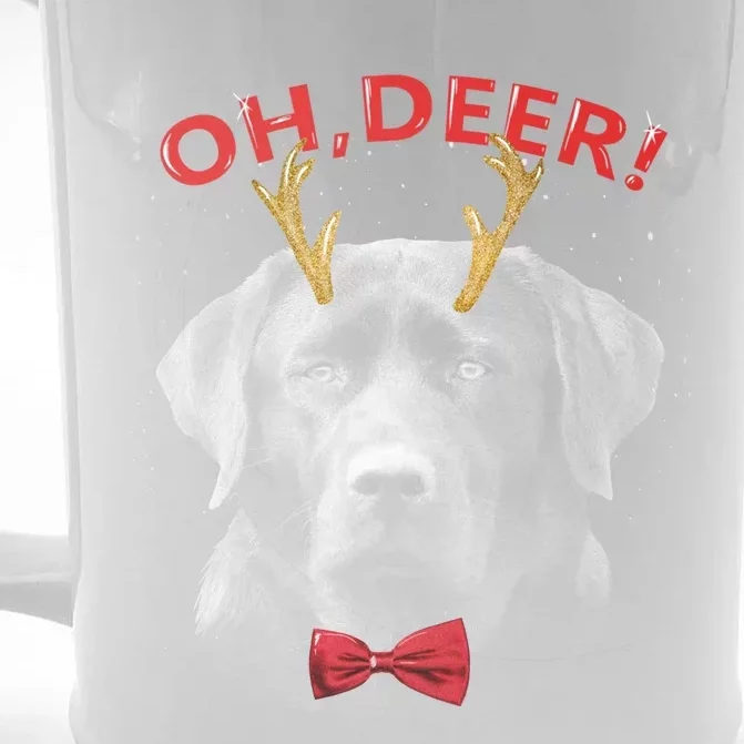 Oh Deer Labrador Xmas Red Bowtie Gift Front & Back Beer Stein