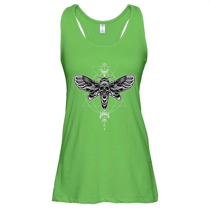 Occult Death Moth Mystic Death Moth And Sacred Geometry Ladies Essential Flowy Tank