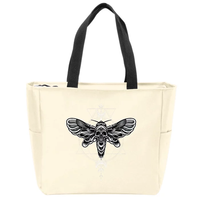 Occult Death Moth Mystic Death Moth And Sacred Geometry Zip Tote Bag