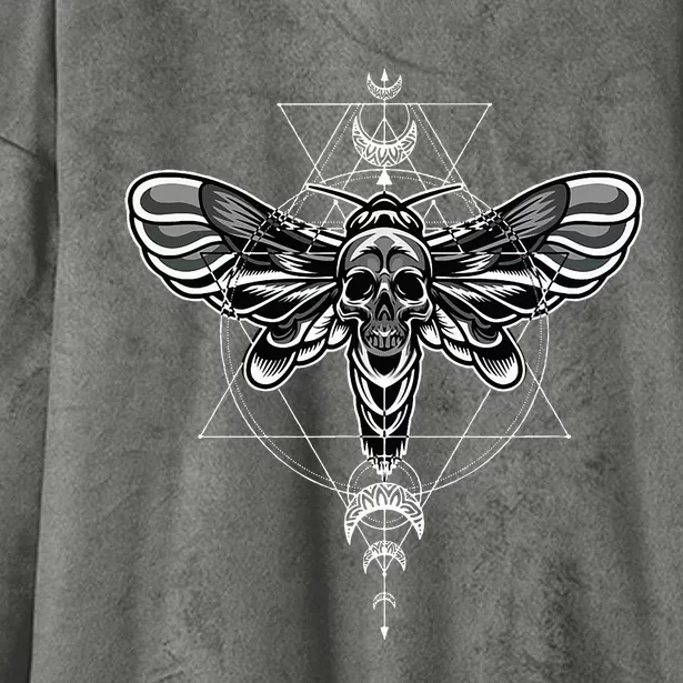 Occult Death Moth Mystic Death Moth And Sacred Geometry Hooded Wearable Blanket