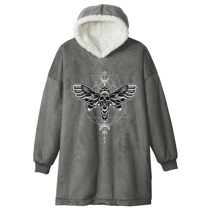 Occult Death Moth Mystic Death Moth And Sacred Geometry Hooded Wearable Blanket