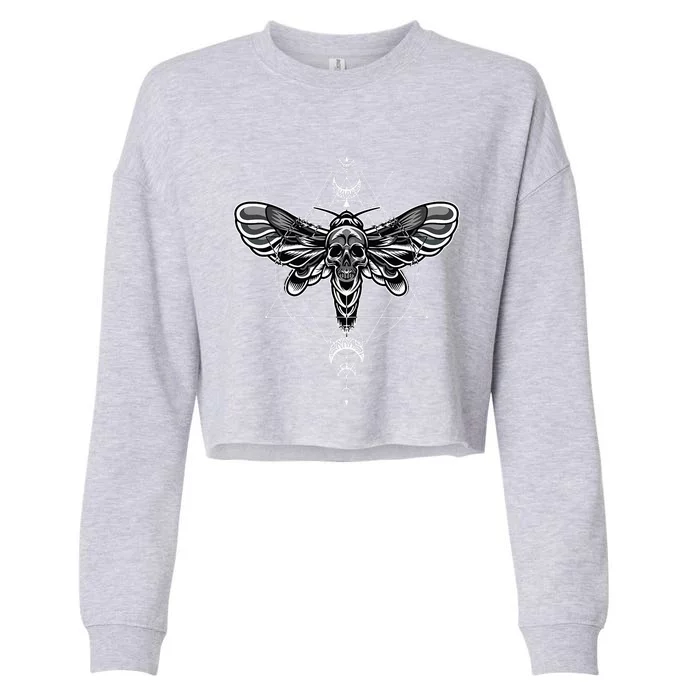 Occult Death Moth Mystic Death Moth And Sacred Geometry Cropped Pullover Crew