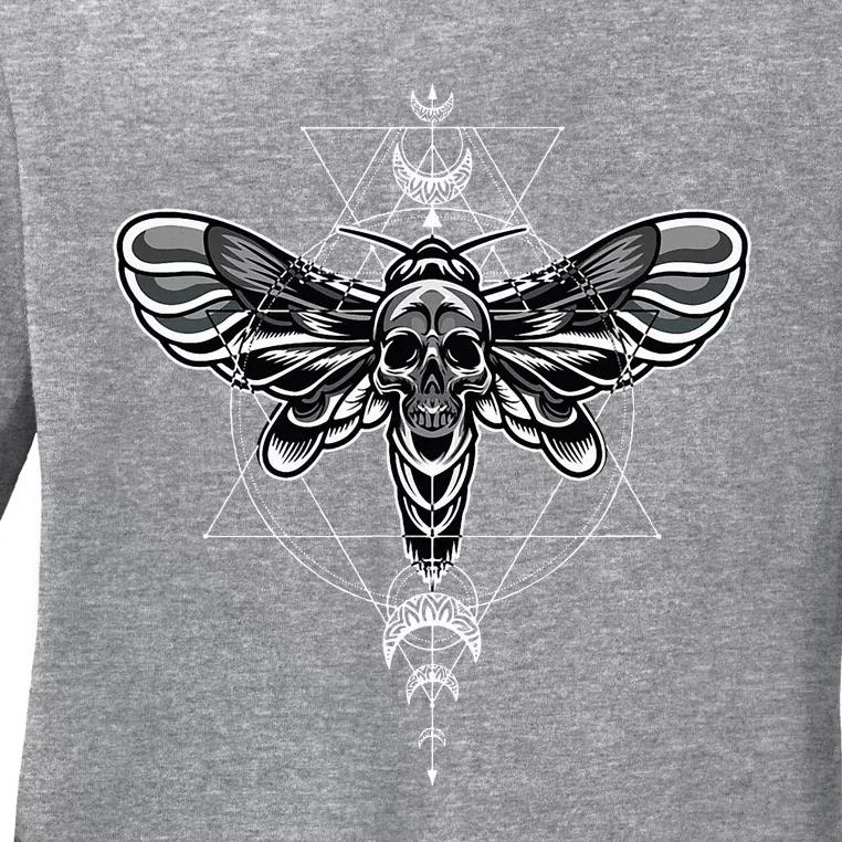 Occult Death Moth Mystic Death Moth And Sacred Geometry Ladies Long Sleeve Shirt