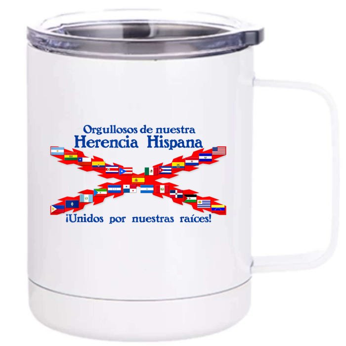 Orgullo De Nuestra Herencia Hispana Front & Back 12oz Stainless Steel Tumbler Cup