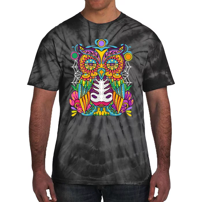 Owl Day Of The Dead Mexican Mexico Design Owls Halloween Tie-Dye T-Shirt