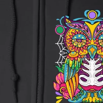 Owl Day Of The Dead Mexican Mexico Design Owls Halloween Full Zip Hoodie