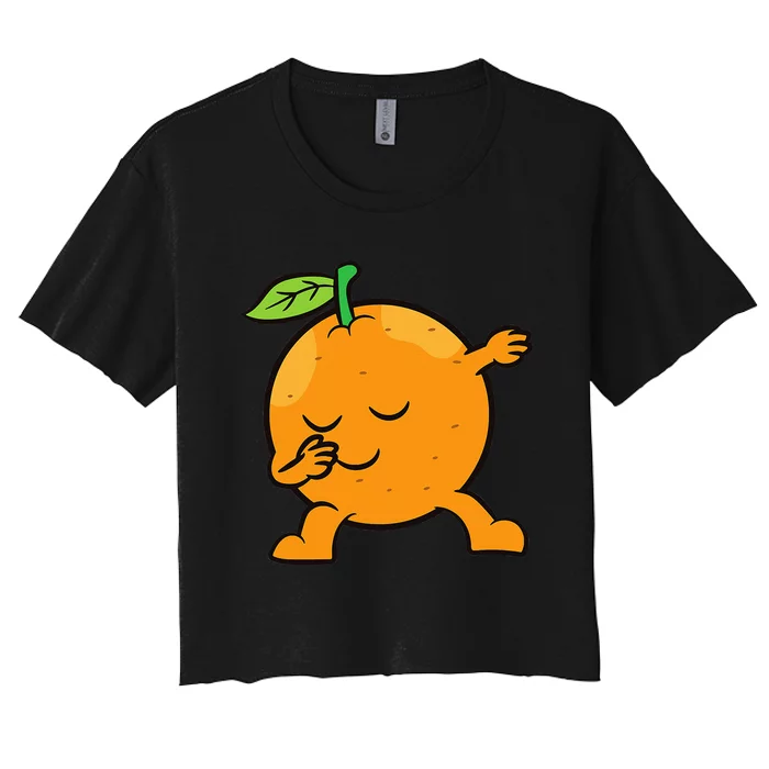 Orange Dabbing Orange Fruit Love Oranges Women's Crop Top Tee