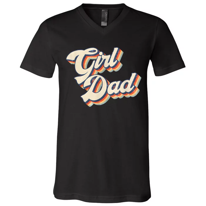 Outnumbered Dad Of Girl Men Fathers Day For Girl Dad V-Neck T-Shirt