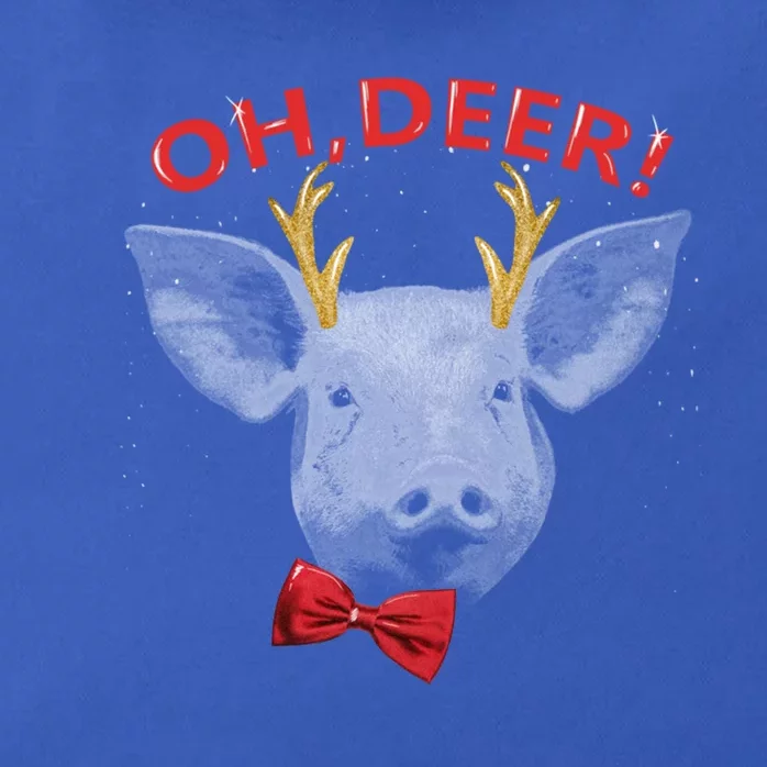 Oh Deer Pig Xmas Red Bowtie Christimas Outfit Funny Gift Zip Tote Bag