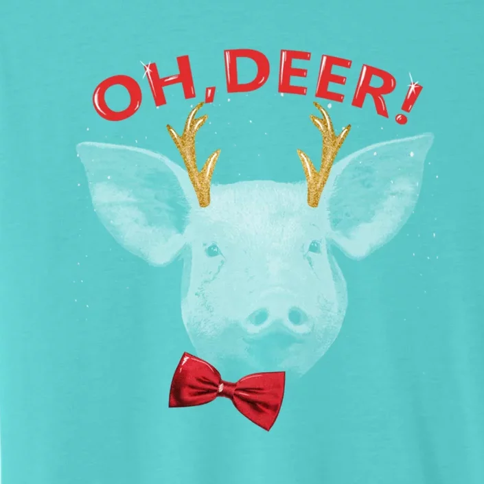 Oh Deer Pig Xmas Red Bowtie Christimas Outfit Funny Gift ChromaSoft Performance T-Shirt