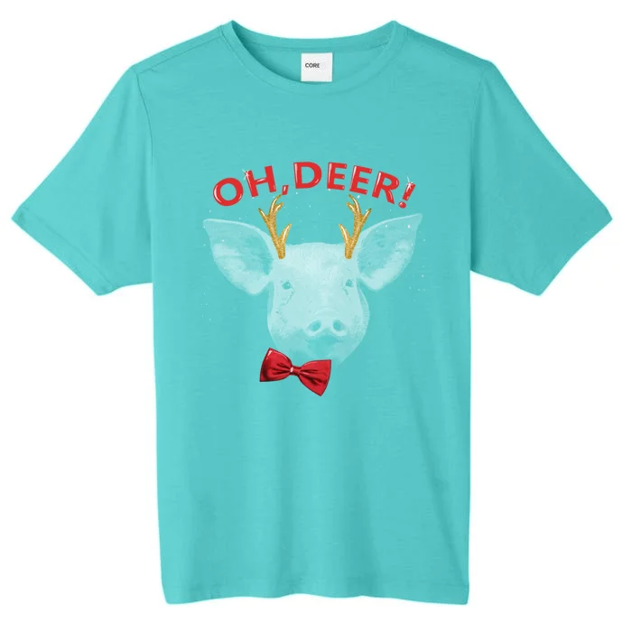 Oh Deer Pig Xmas Red Bowtie Christimas Outfit Funny Gift ChromaSoft Performance T-Shirt