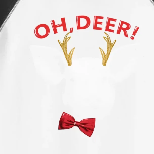 Oh Deer Pig Xmas Red Bowtie Christimas Outfit Funny Gift Toddler Fine Jersey T-Shirt