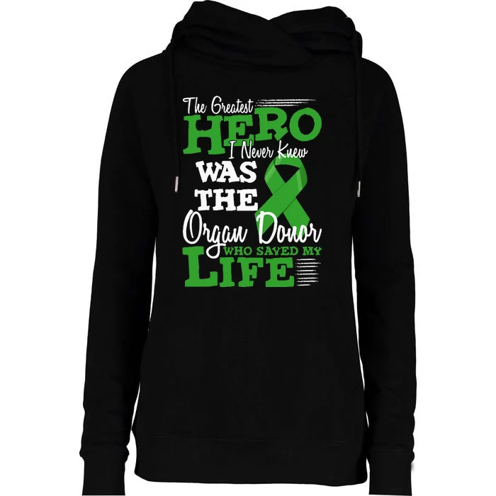 Organ Donor Quote Graphic Kidney Transplant And Heart Donor Womens Funnel Neck Pullover Hood