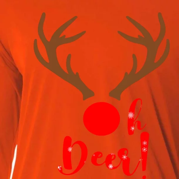 Oh Deer Reindeer Horn Christmas Pajamas Meaningful Gift Xmas Gift Cooling Performance Long Sleeve Crew