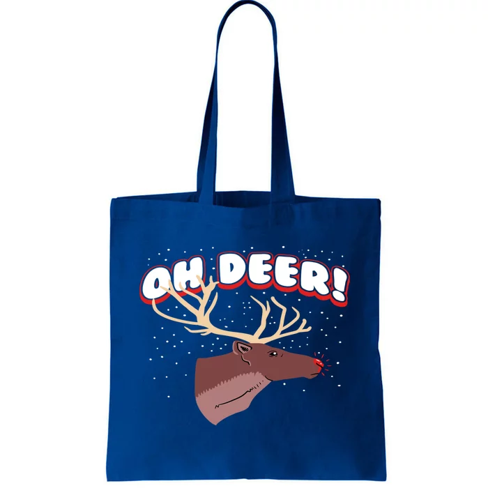 Oh Deer Reindeer Snow Play On Words Christmas Cool Gift Tote Bag