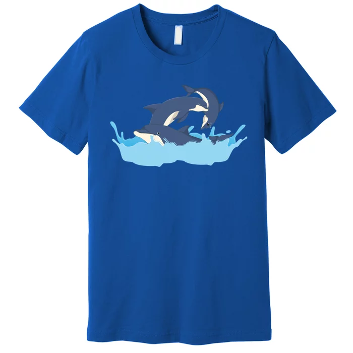 Ocean Dolphins Sea Animal Lover Waves Dolphin Funny Gift Premium T-Shirt