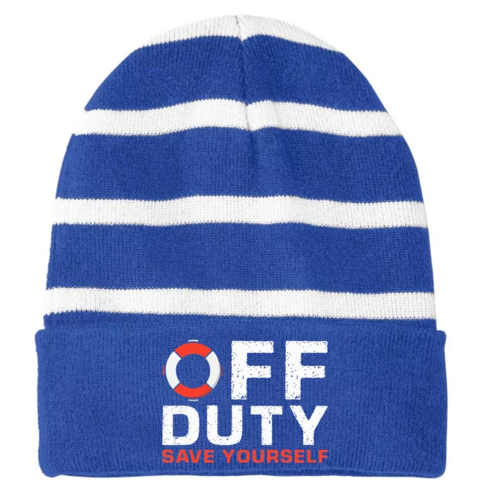 Off Duty Save Yourself Lifeguard Striped Beanie with Solid Band