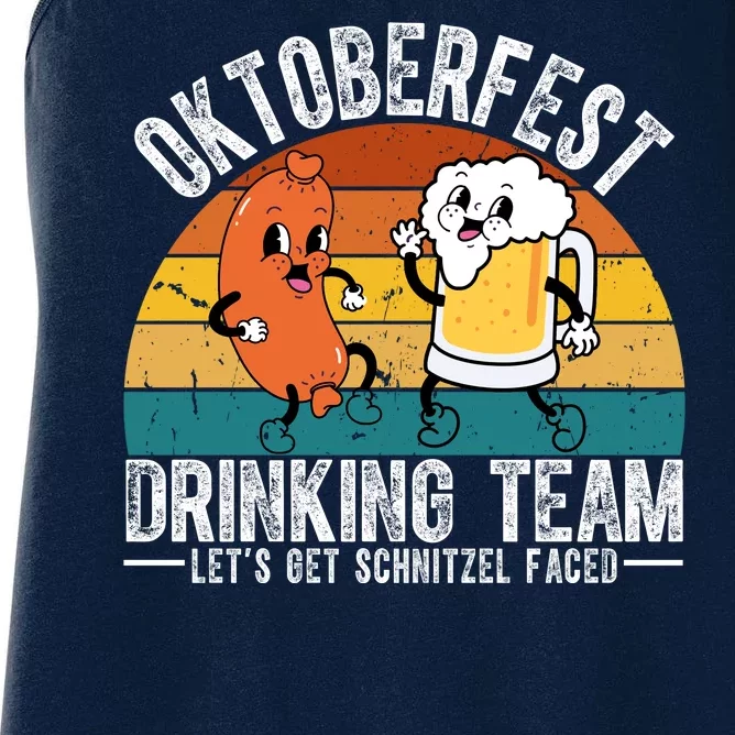 Oktoberfest Drinking Team Lets Get Schnitzel Faced Funny Women's Racerback Tank