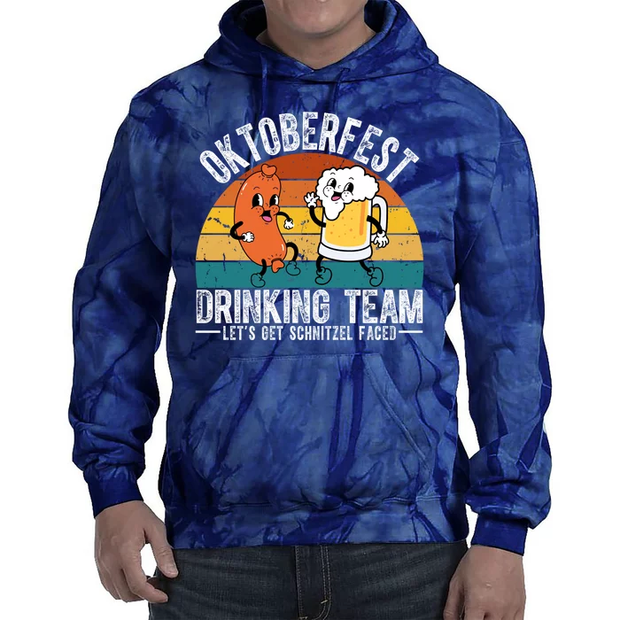 Oktoberfest Drinking Team Lets Get Schnitzel Faced Funny Tie Dye Hoodie