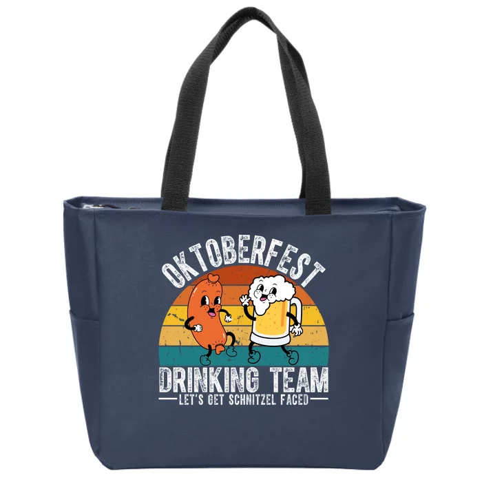 Oktoberfest Drinking Team Lets Get Schnitzel Faced Funny Zip Tote Bag