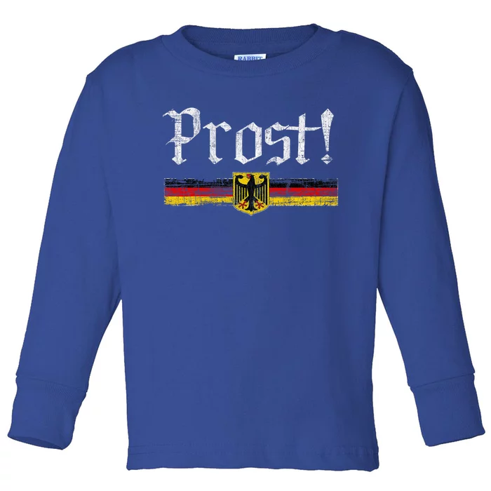 Oktoberfest Drinking Vintage German Flag Prost Toddler Long Sleeve Shirt