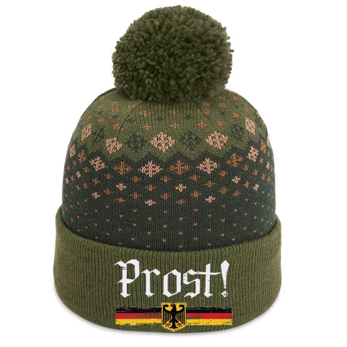 Oktoberfest Drinking Vintage German Flag Prost The Baniff Cuffed Pom Beanie