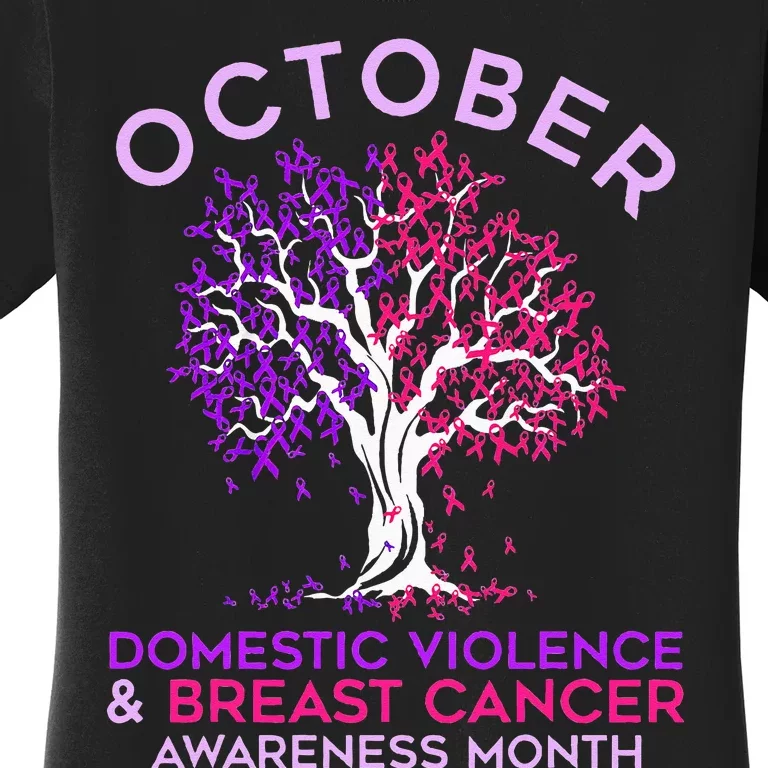 October Domestic Violence & Breast Cancer Awareness Month Women's T-Shirt