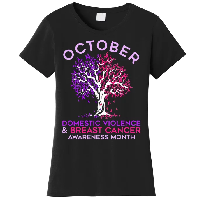 October Domestic Violence & Breast Cancer Awareness Month Women's T-Shirt