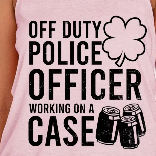 Off Duty Working On Case Design St Patricks Police Gift Women's Knotted Racerback Tank