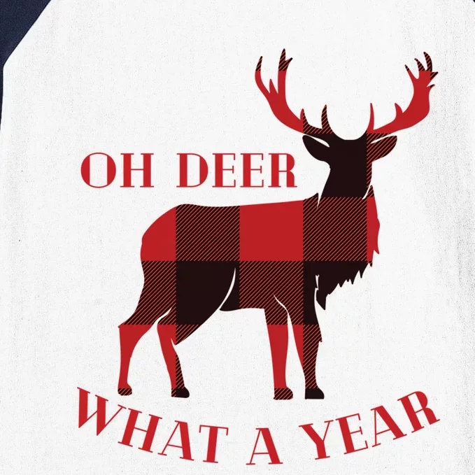 Oh Deer What A Year 2020 Christmas Family Pajama Reindeer Funny Gift Baseball Sleeve Shirt