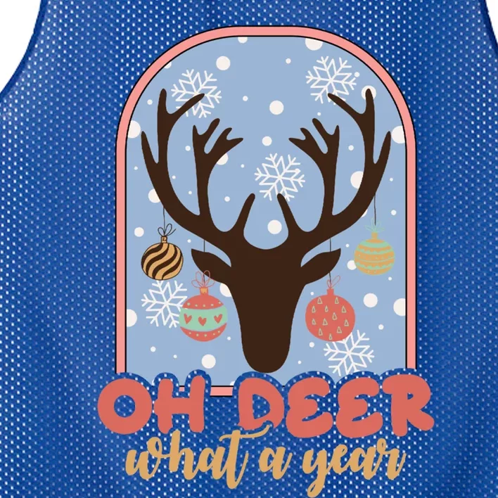 Oh Deer What A Year Funny Christmas Hunter Gift Country Gift Mesh Reversible Basketball Jersey Tank