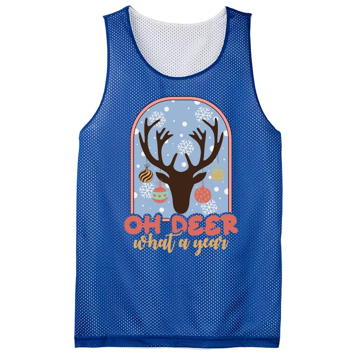 Oh Deer What A Year Funny Christmas Hunter Gift Country Gift Mesh Reversible Basketball Jersey Tank