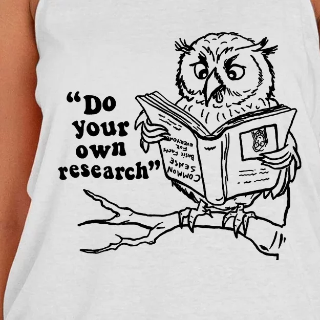 Owl Do Your Own Research Women's Knotted Racerback Tank