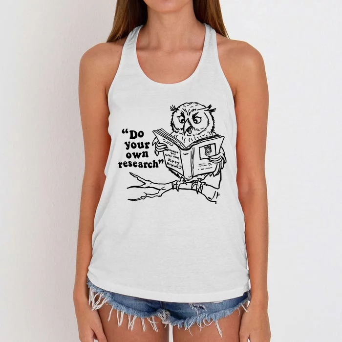 Owl Do Your Own Research Women's Knotted Racerback Tank