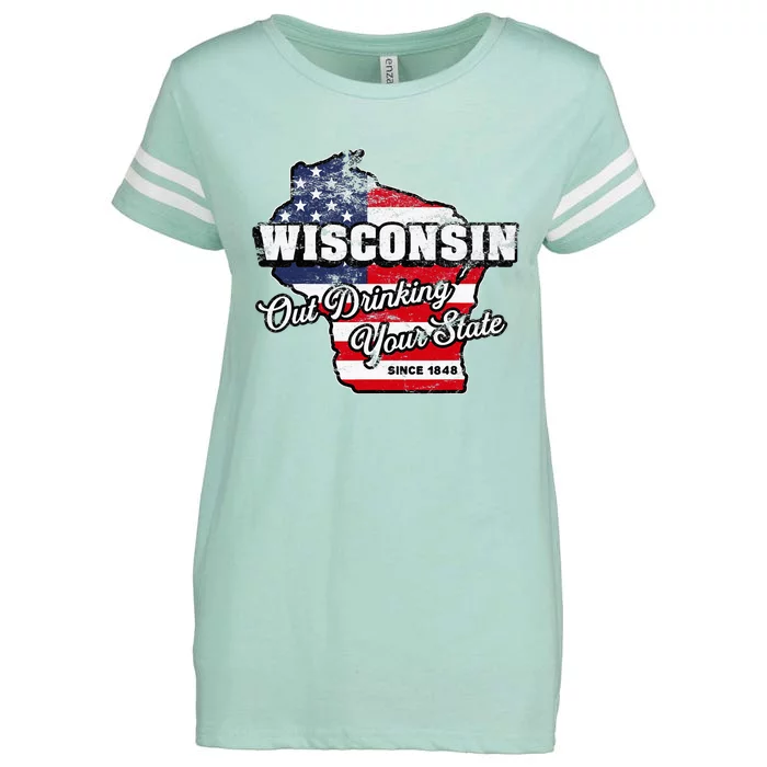 Out Drinking Your State Since 1848 I Beer Wisconsin Enza Ladies Jersey Football T-Shirt