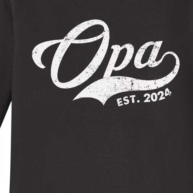 Opa Est. 2024 For Fathers Day Soon To Be Grandpa 2024 Baby Long Sleeve Bodysuit