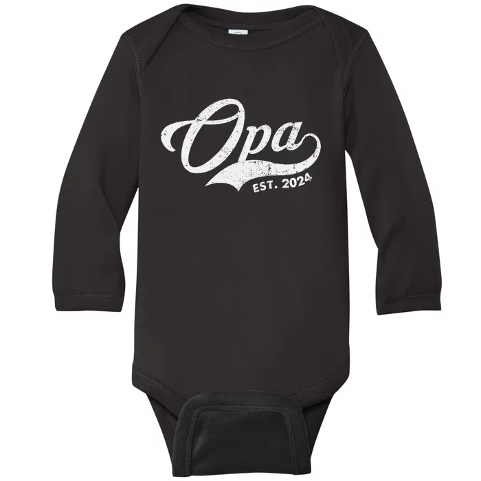 Opa Est. 2024 For Fathers Day Soon To Be Grandpa 2024 Baby Long Sleeve Bodysuit