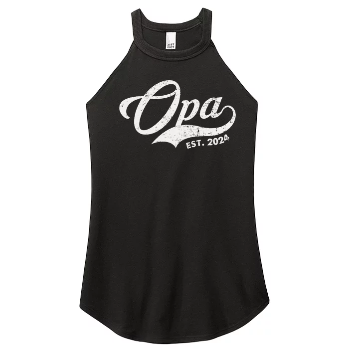 Opa Est. 2024 For Fathers Day Soon To Be Grandpa 2024 Women’s Perfect Tri Rocker Tank