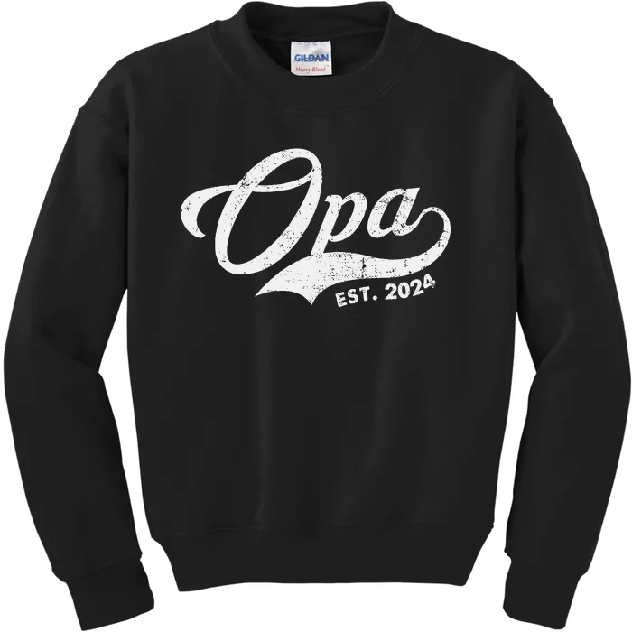 Opa Est. 2024 For Fathers Day Soon To Be Grandpa 2024 Kids Sweatshirt