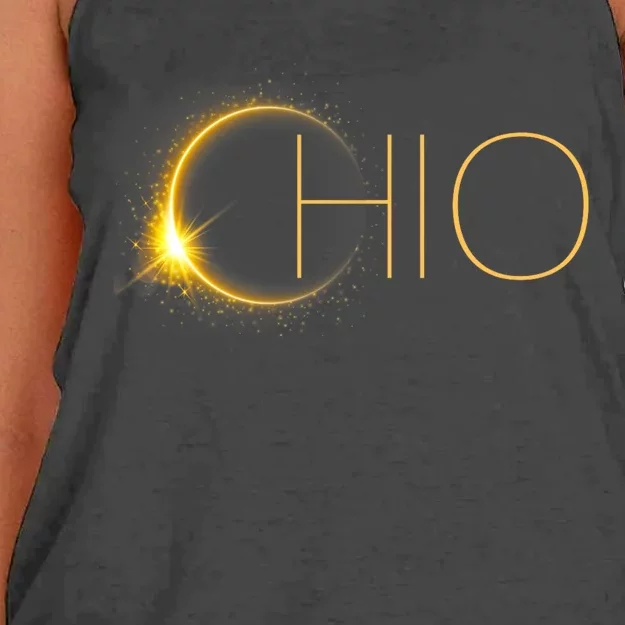 Ohio Eclipse 2024 Total Eclipse Solar Eclipse Ohio Women's Knotted Racerback Tank