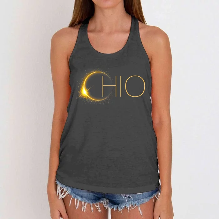 Ohio Eclipse 2024 Total Eclipse Solar Eclipse Ohio Women's Knotted Racerback Tank