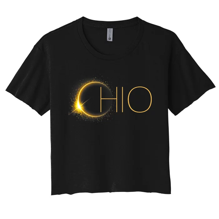 Ohio Eclipse 2024 Total Eclipse Solar Eclipse Ohio Women's Crop Top Tee