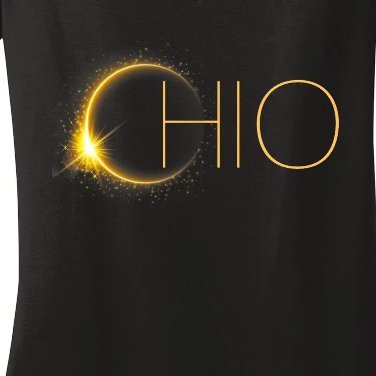 Ohio Eclipse 2024 Total Eclipse Solar Eclipse Ohio Women's V-Neck T-Shirt