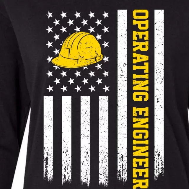 Operating Engineer American Usa Flag Great Gift Womens Cotton Relaxed Long Sleeve T-Shirt